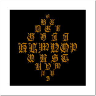 Gold Alphabet in a Diamond Shape Posters and Art